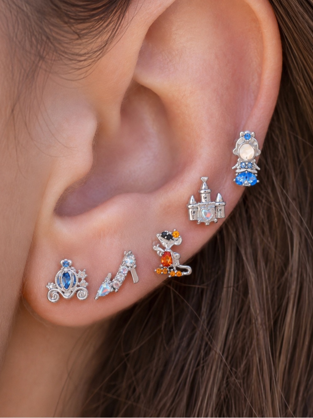 Disney’s Cinderella Earrings, Cinderella Earring Set 5 Pieces
